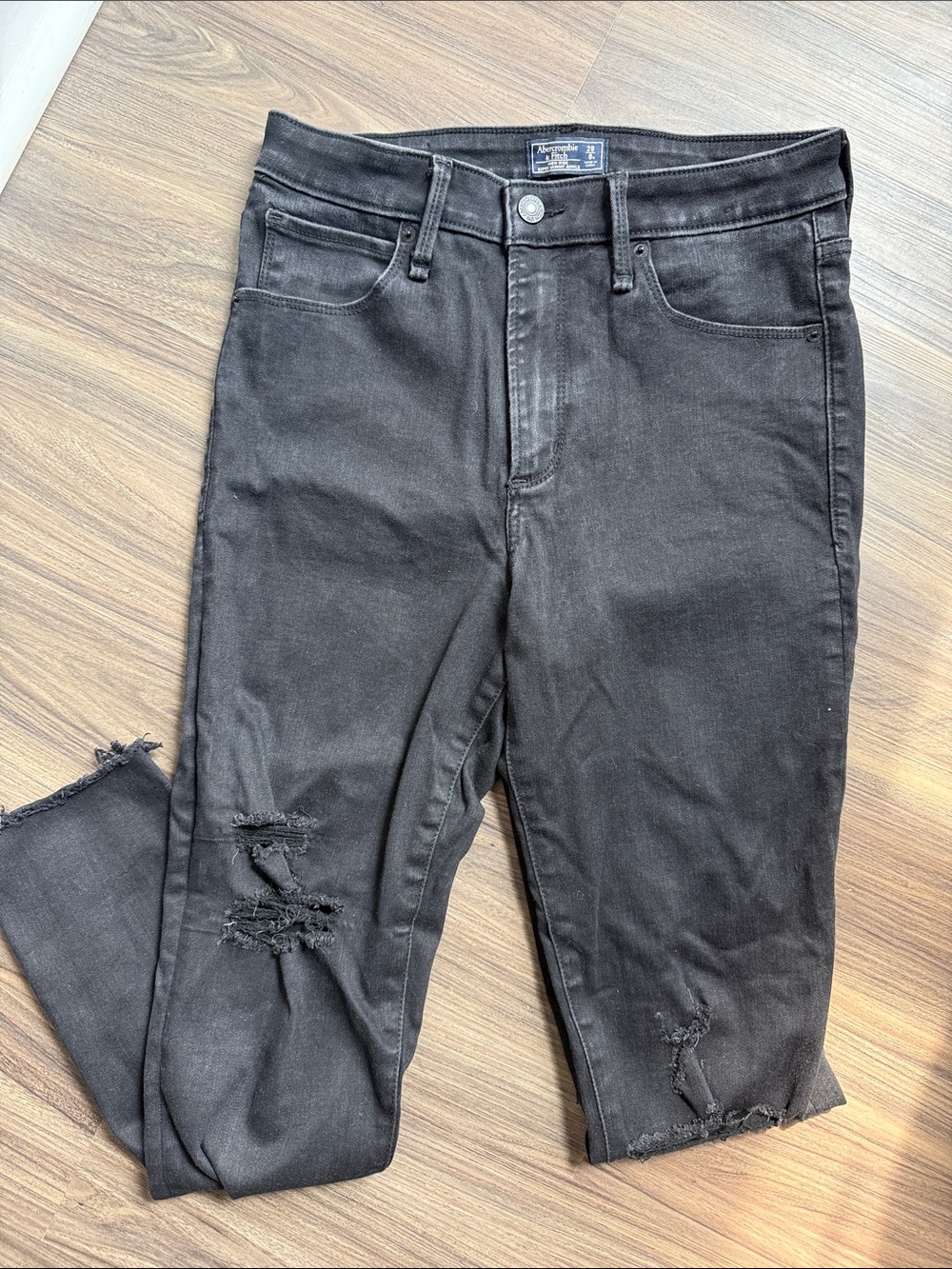 Abercrombie & Fitch Black Distressed Cropped Jeans